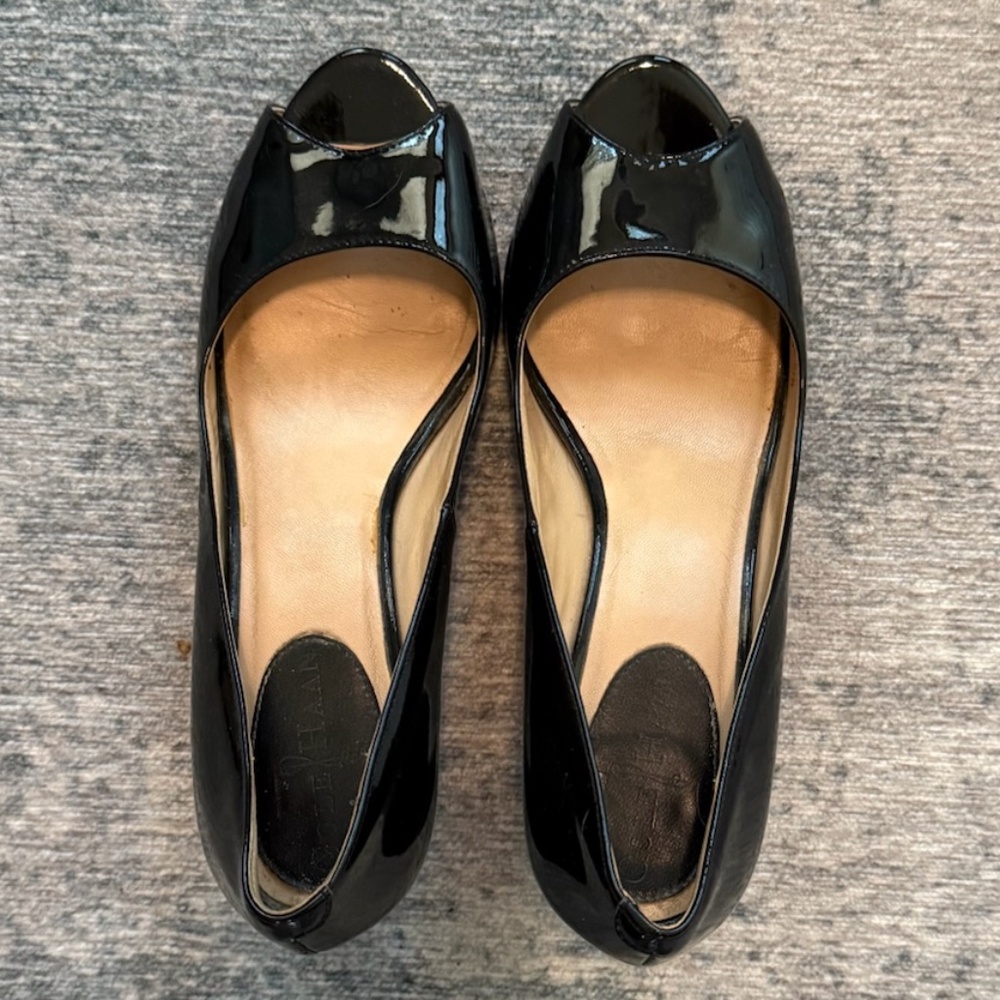 Cole Haan Black Patent Peep Toe Pumps - 6.5